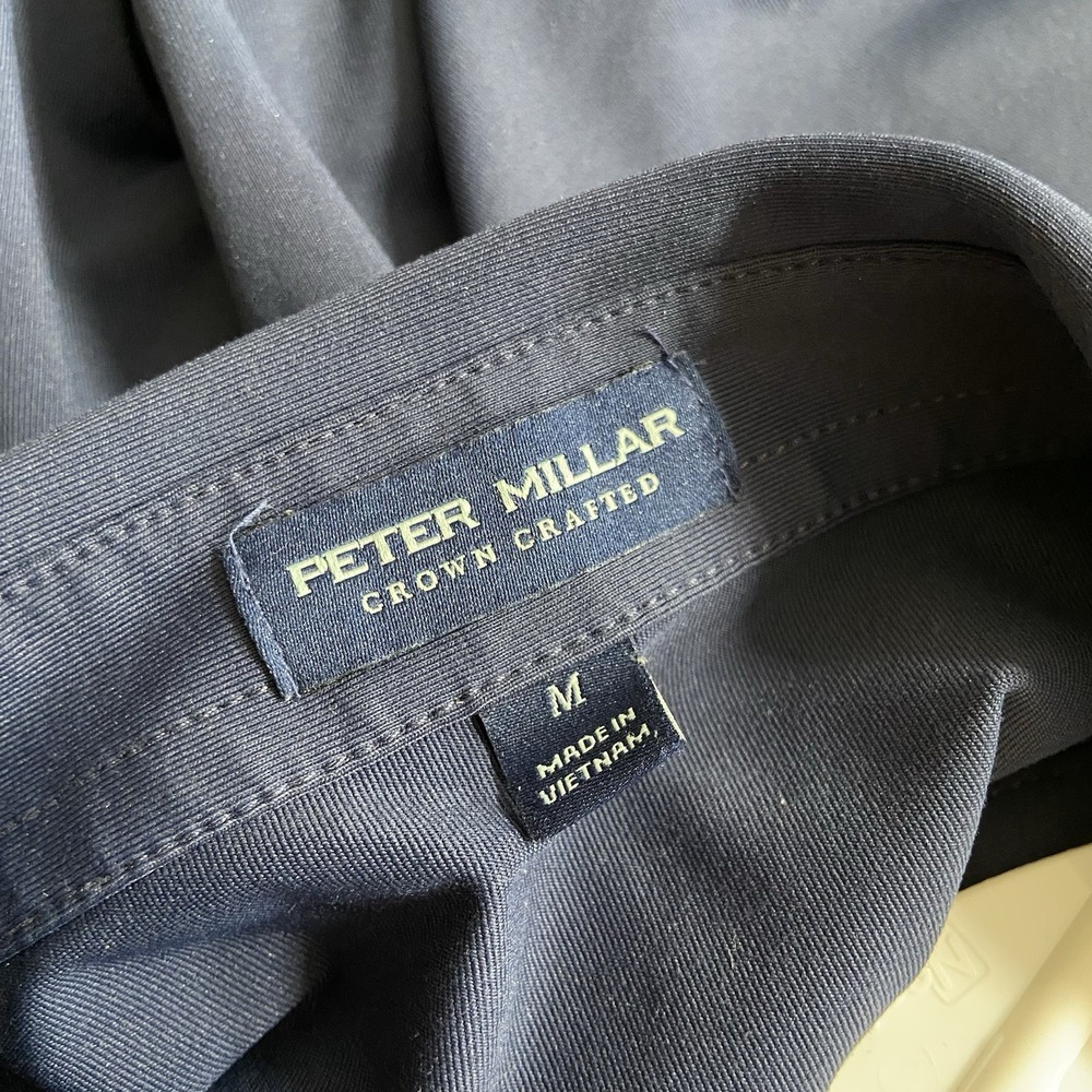 Peter Millar Shirt Mens Medium Polo Crown Crafted Golf Logo Black Lab Preppy View 4